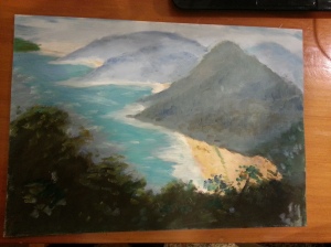 Probably the first painting I produced in class in under the guidance/instruction of my art teacher.  What he would get us to do was choose a photo from a large selection in which he had taken from his travels and paint it according to the style in which we were taught.  It was an incredible experience and he was amazing to watch when he did a demo for us. 