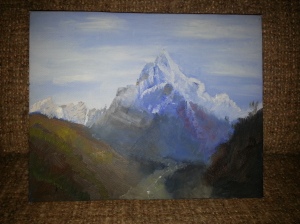 Mountainscape, produced in class under guidance of teacher. 